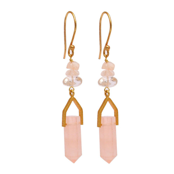 Hidden Treasure Pink Quartz Pandola Earrings - Euro Sparkles