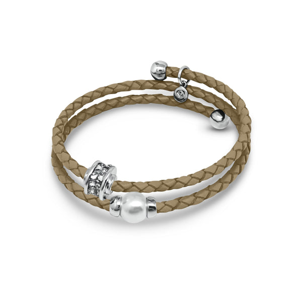 Eclat Double Leather Pearl Bracelet - Euro Sparkles