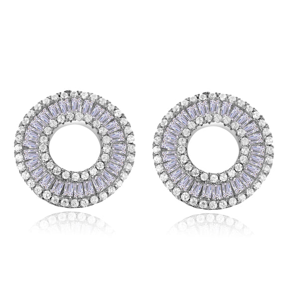 Azure Round Galaxy Baguette Earrings - Euro Sparkles