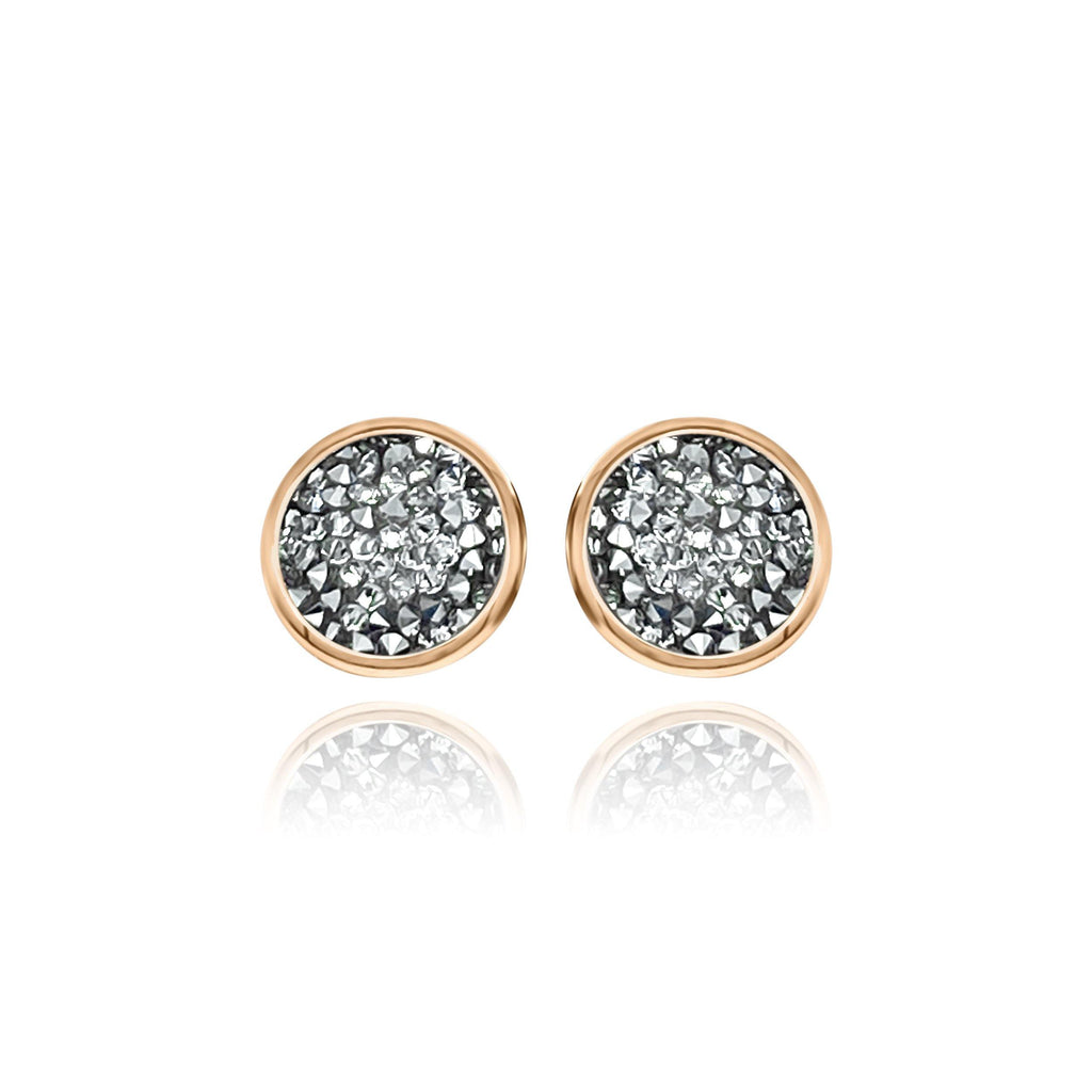 Eclat Rose Gold Druzy Quartz Stud Earrings - Euro Sparkles
