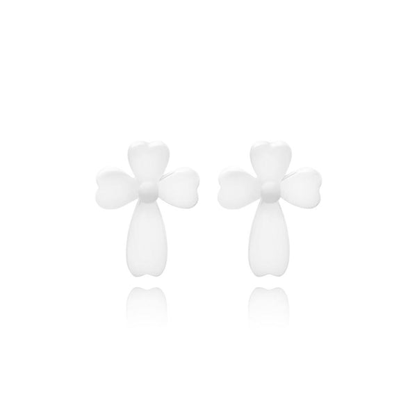 CC Baby White Cross Stud Earrings - Euro Sparkles