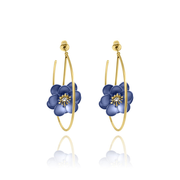 Las Flores Rose Hoop Earrings - Euro Sparkles