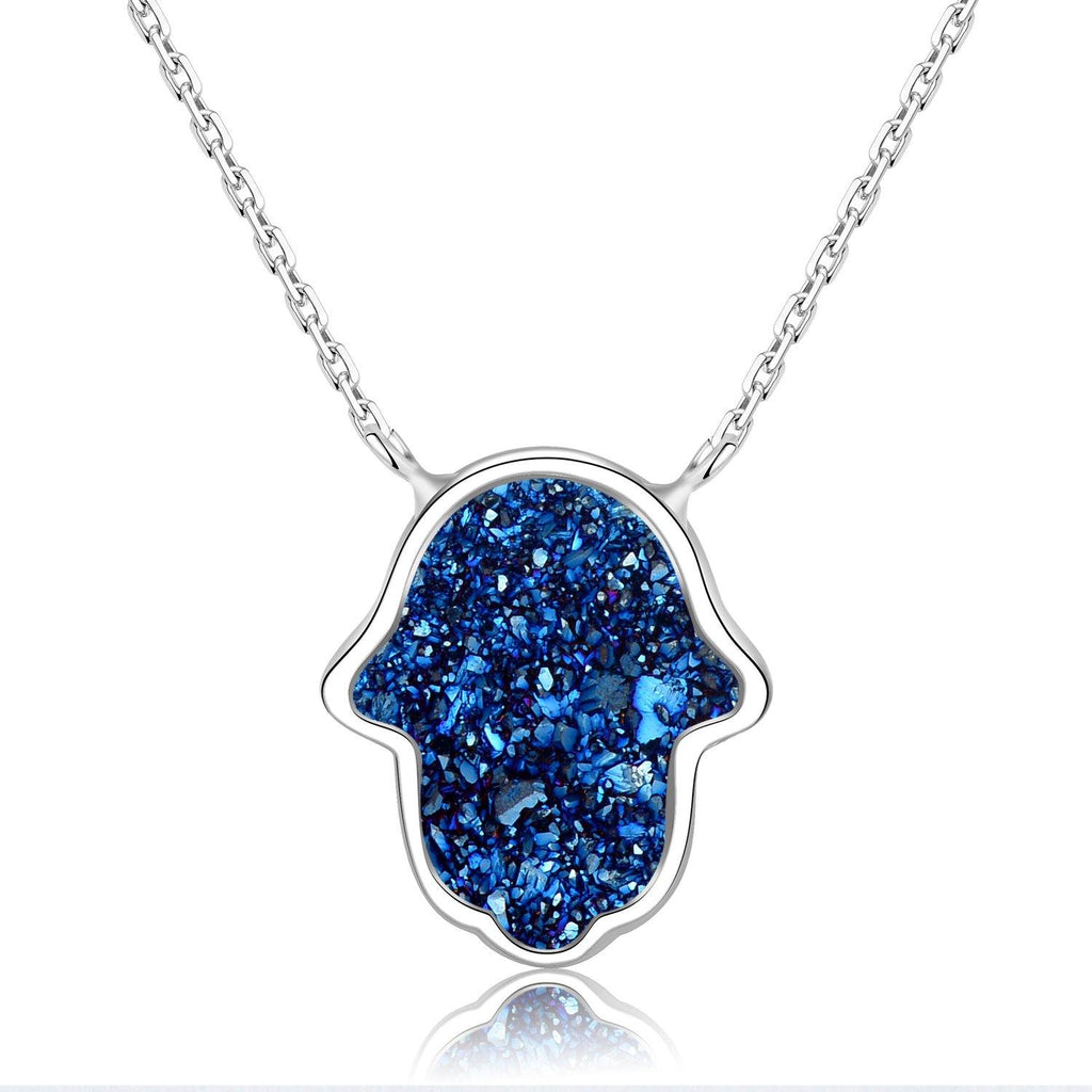 Azure Heaven Druzy Fatima Necklace - Euro Sparkles