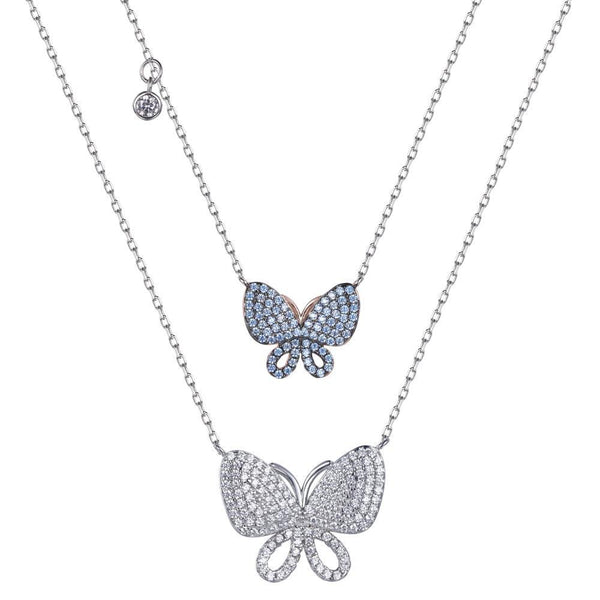 Azure Double Large Butterfly Necklace - Euro Sparkles