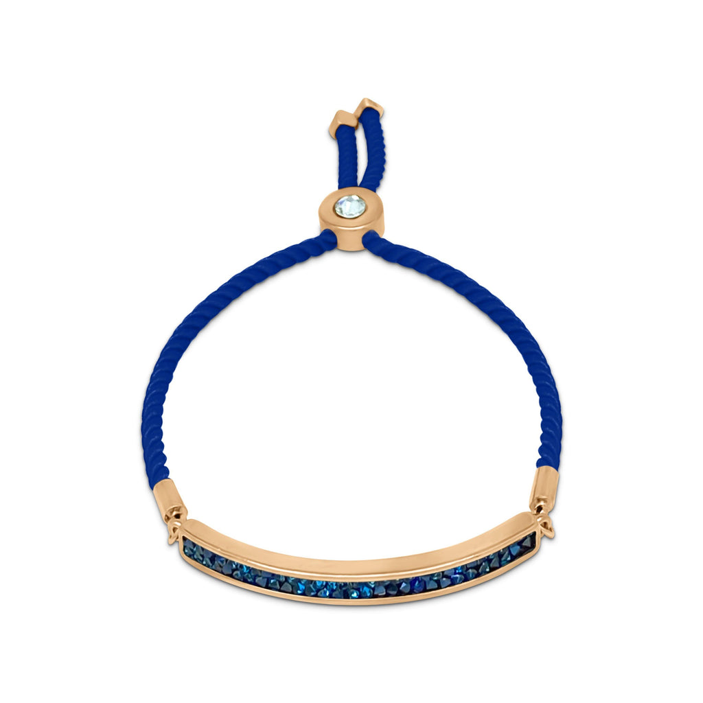 Eclat Blue Druzy Rose Gold Silk Bracelet - Euro Sparkles
