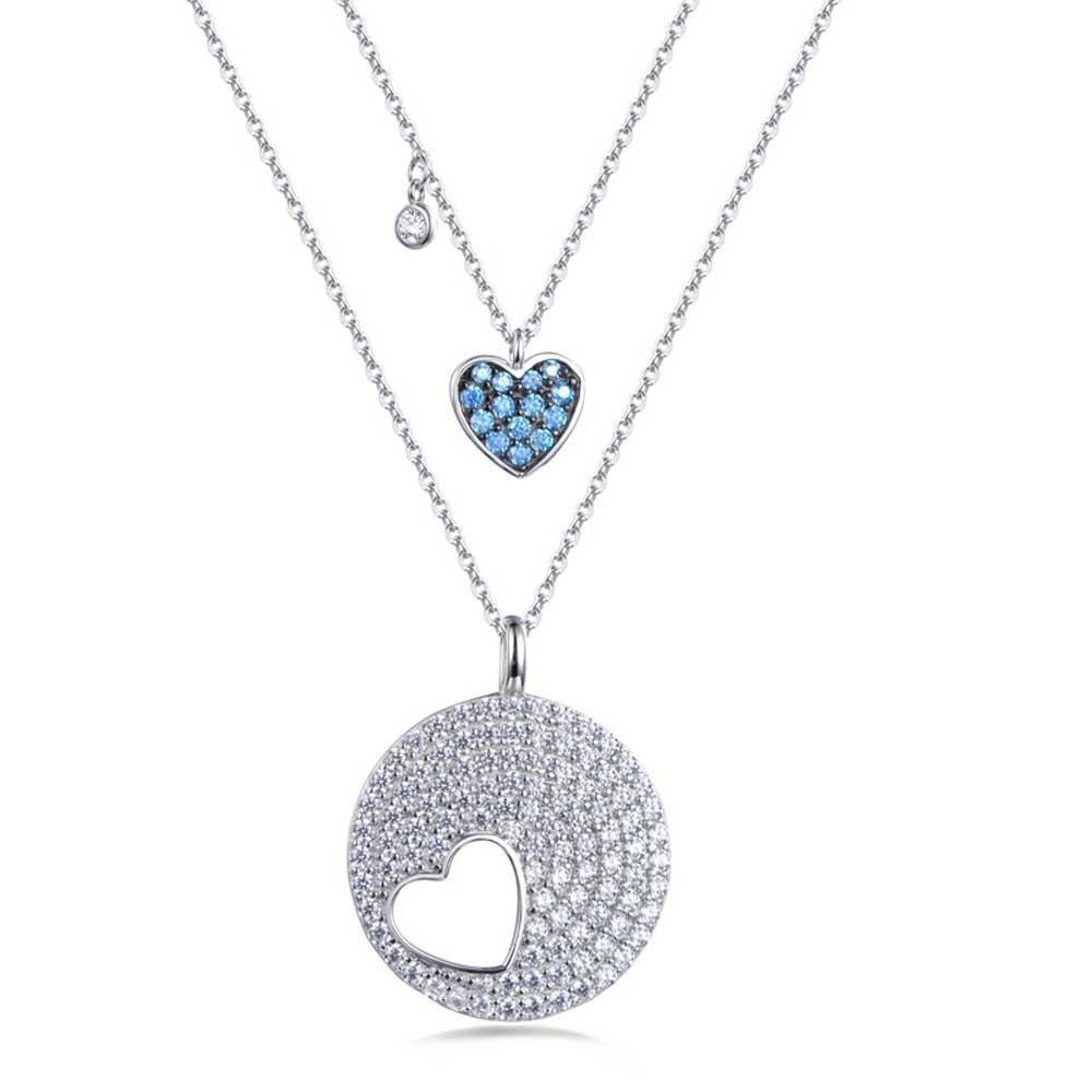 Double Azure Heart Necklace - Euro Sparkles